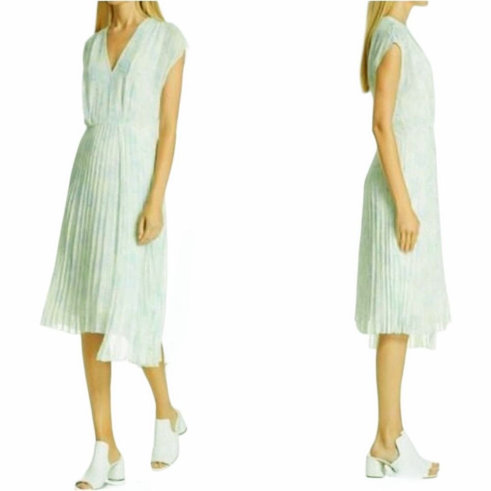 Lewit Dress‎ Mint Green V Neck Asymmetrical Chifon Capped Sleeve Midi 6